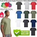 Fruit of the Loom Super Premium 205GSM Mens Heavyweight Cotton Plain Tee Unisex