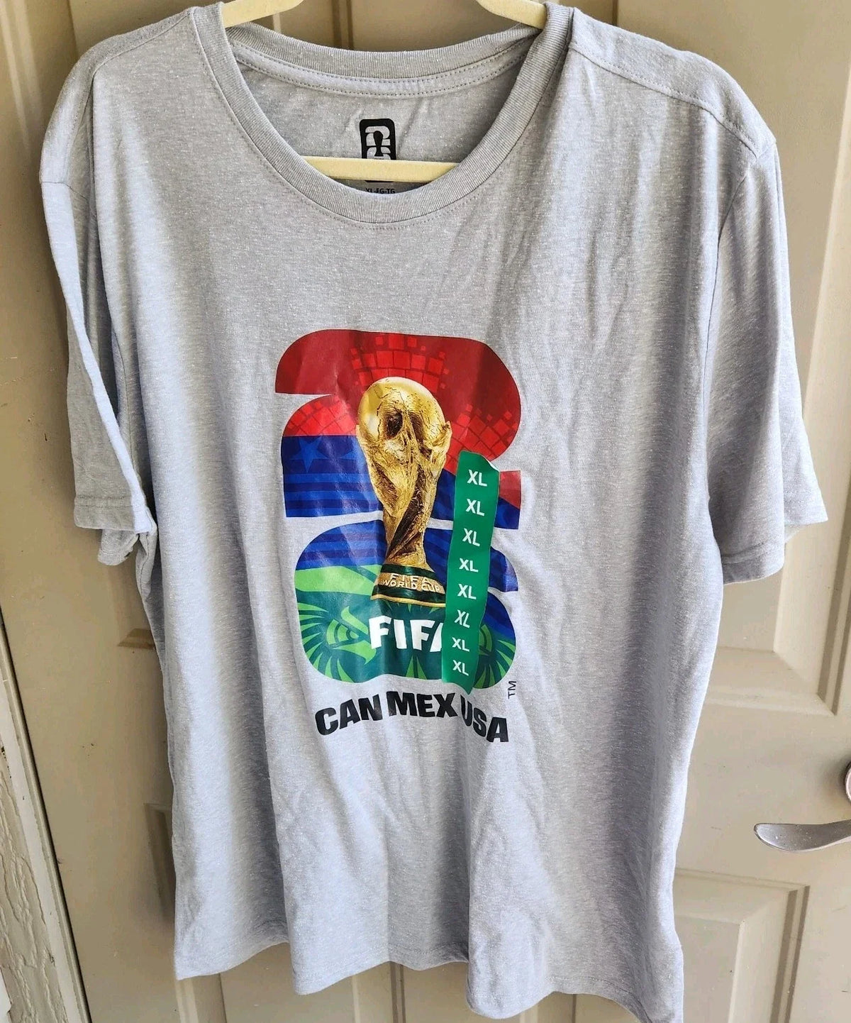 FIFA 2026 World Cup Gray Soccer Graphic Tee USA Football Fan Shirt XL Unisex