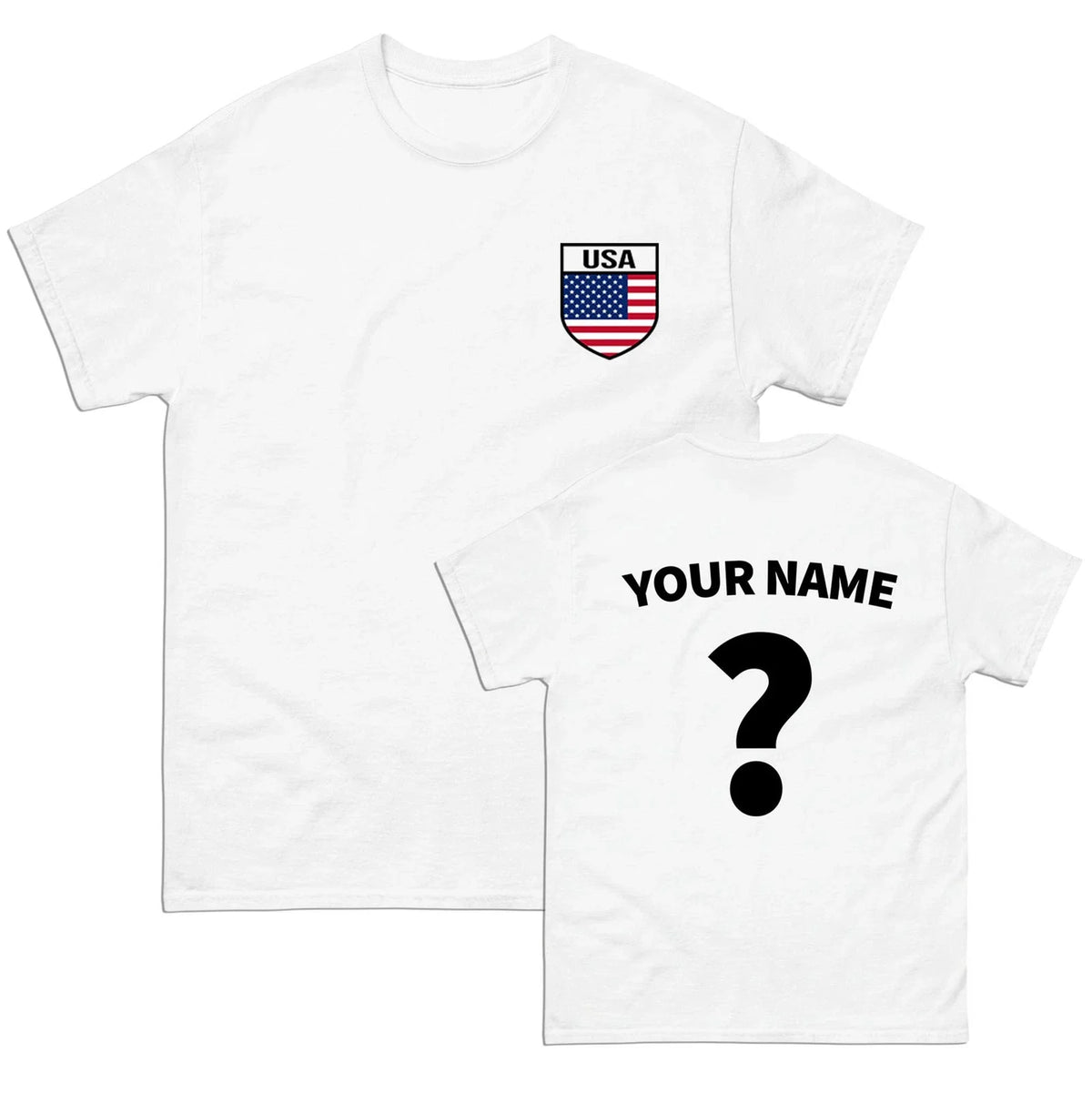 USA Badge football T Shirt, Personalised football Tee,Custom Name and Number Top Unisex
