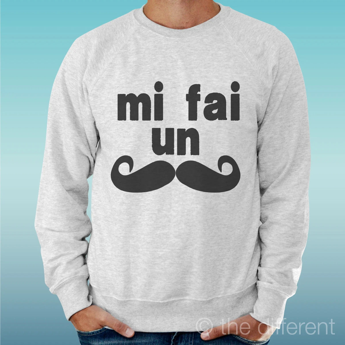 Felpa Man Light Sweater Light Grey " Me Do A Mustache Moustache " Unisex