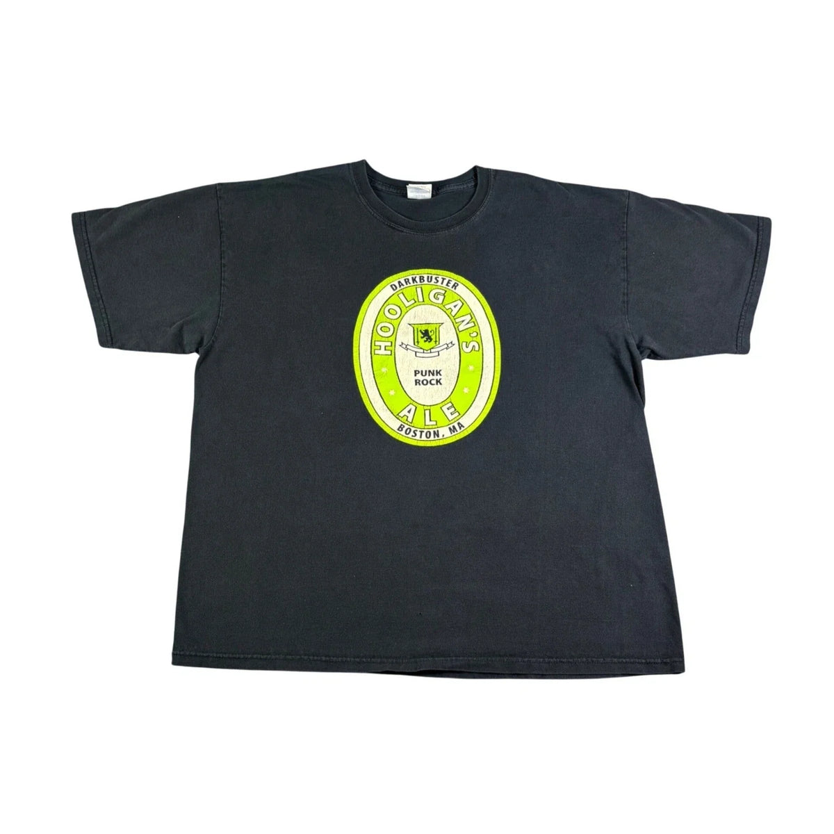 Gildan Hooligans Punk Rock Ale Boston MA Graphic T Shirt Mens XL Black Y2K Unisex