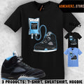 Tee Shirt Matching AJ 5 Black UNC Blue 2026 To Match Sneaker Therapy 5s Unisex