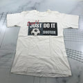 Vintage Soccer T Shirt Mens Medium White Don't Just Do It Do It To Win Football Unisex