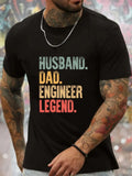 Engineer Legend Print , Men Casual Summer Short Sleeve Outdoor Daily Wear Unisex