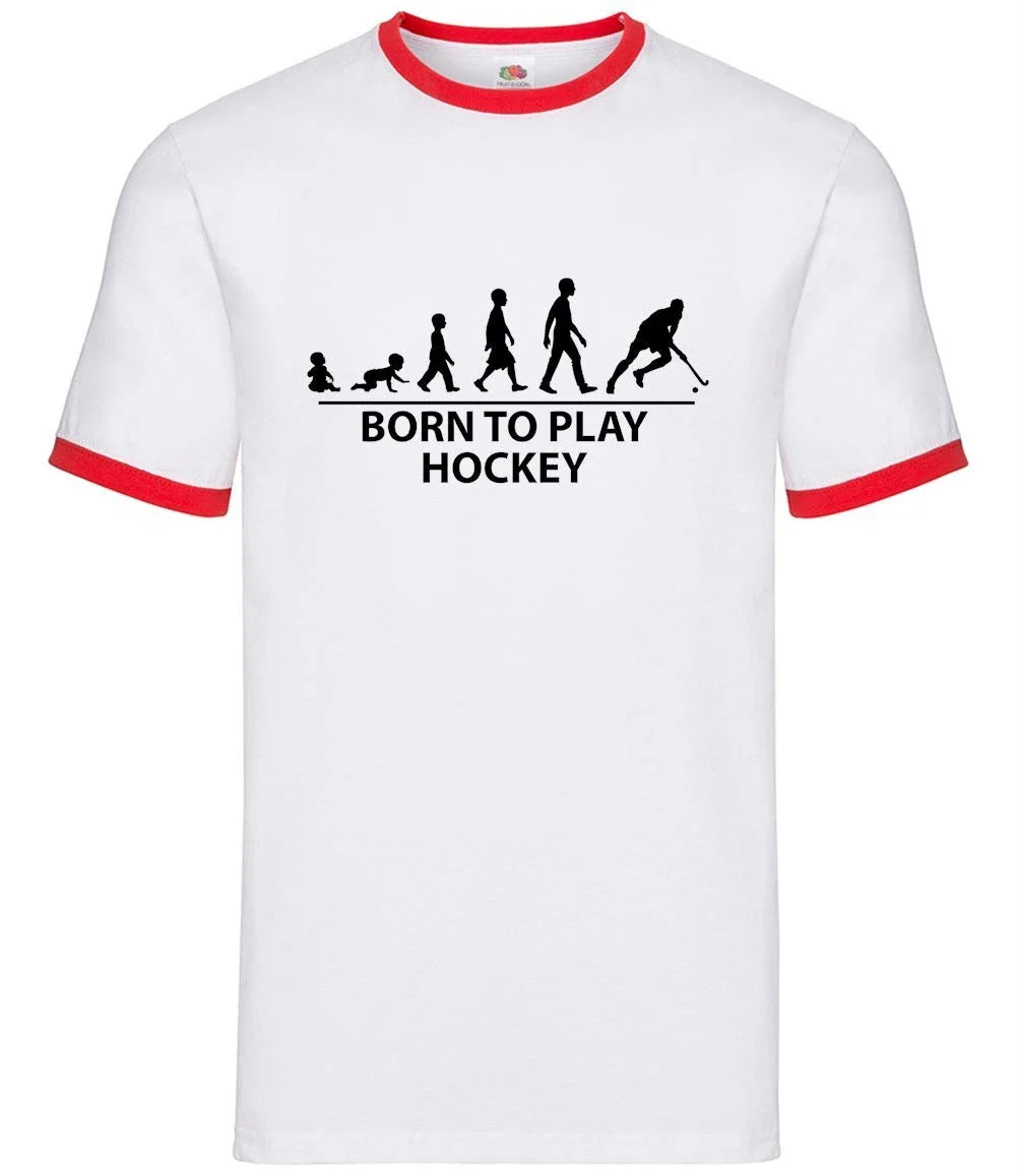 Born To Play Hockey - Mens Ringer - Field Player Team Sport Stick Equipment Unisex