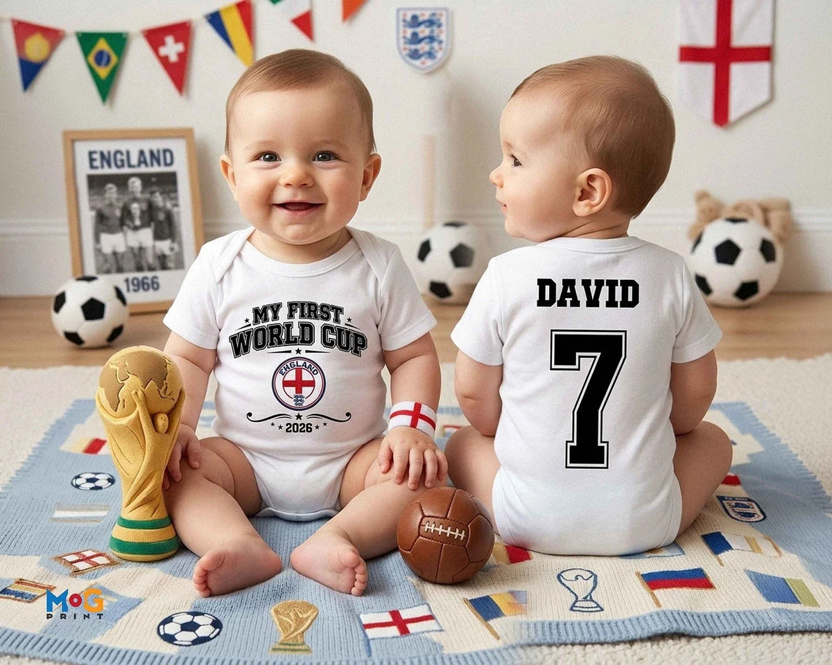 Personalised Football Baby Bodysuit Custom Name Number Soccer Fan Newborn Romper Unisex