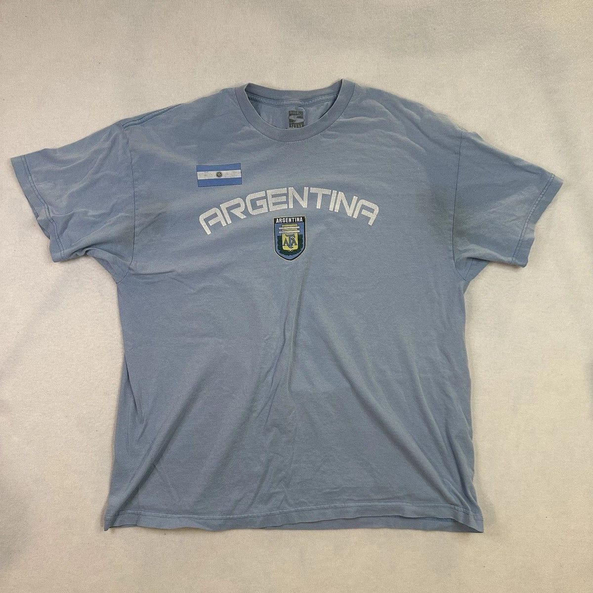 Vintage y2k Argentina Spellout Faded Short Sleeve Shirt Soccer Men XL Distressed Unisex