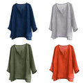 Men Summer Loose Shirt Long Sleeve Cotton Linen Simple Blouse Tops Tees Unisex