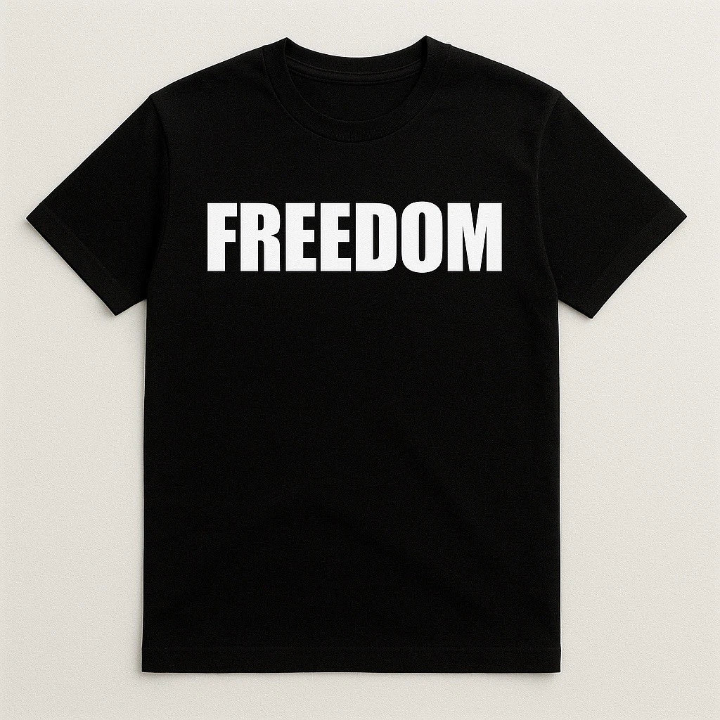 FREEDOM Black Tee V2 - Plain and Simple - A Birth Right Charlie Kirk White 1776 Unisex