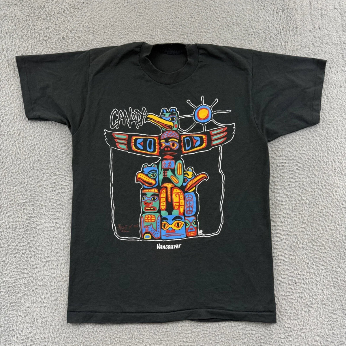 Vintage Vancouver Canada Shirt Adult Medium Black Short Sleeve 90s Travel Totem Unisex