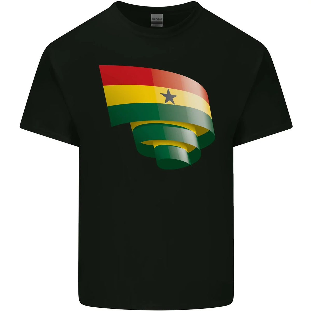 Curled Ghana Flag Ghanaian Day Football Mens Cotton Tee Top Unisex