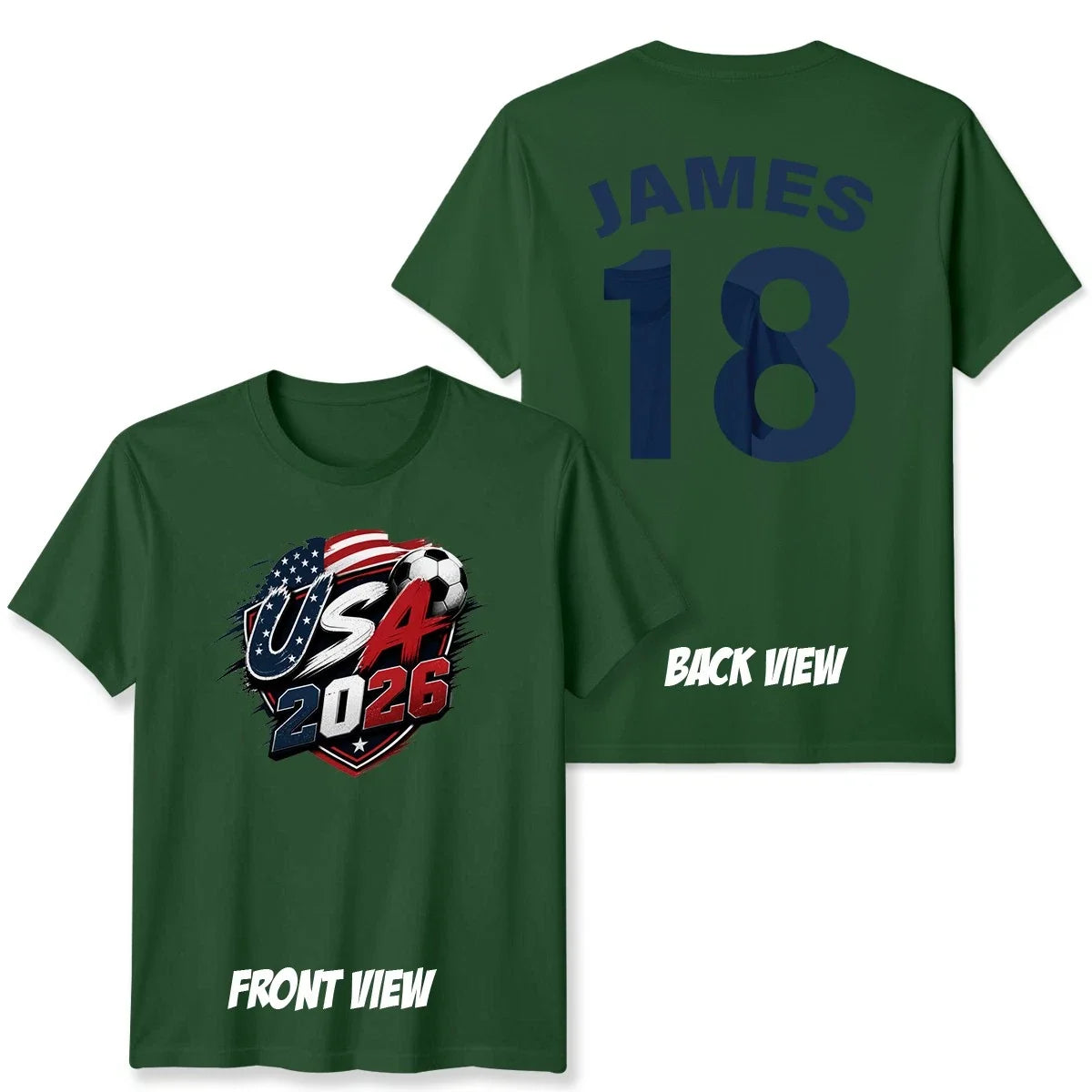 Personalized USA Unisex T Shirt Name and Number Soccer Fan Tee Mens Womens Top Unisex