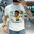 Brazil Soccer Cartoon Graphic Funny Football Fan Tee Yellow Jersey Style Unisex