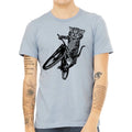 Cat Riding a Bicycle men's Tshirt- Kitten Wheelie Tee shirt- Eco Friendly Unisex