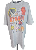Retro Psychedelic Groovy Mushroom Gray Size Large Novelty Tee Shirt Unisex