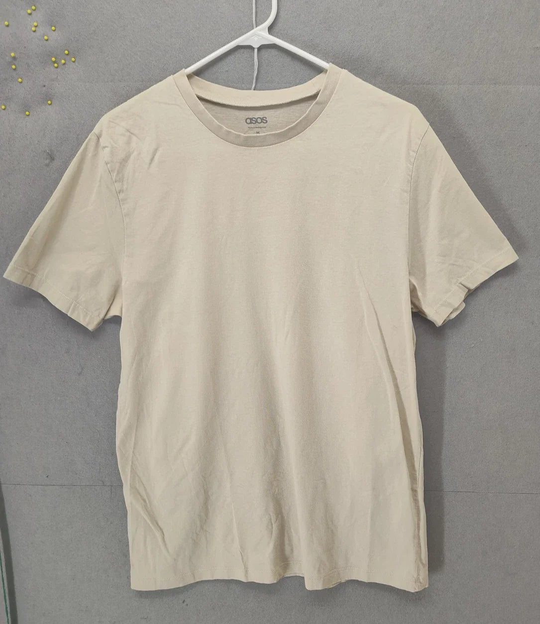 ASOS Shirt Mens Medium Beige Crewneck Short Sleeve Casual Basic Tee Unisex