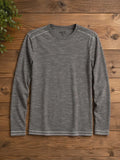 BKE Mens Medium Long Sleeve Gray Heather Crew Neck Shirt Casual Stretch EUC Unisex