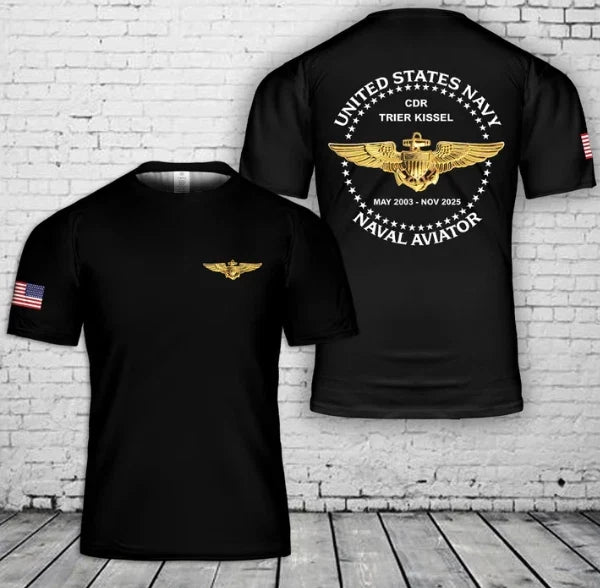 Custom Text & Time US Naval Aviator 3D Unisex