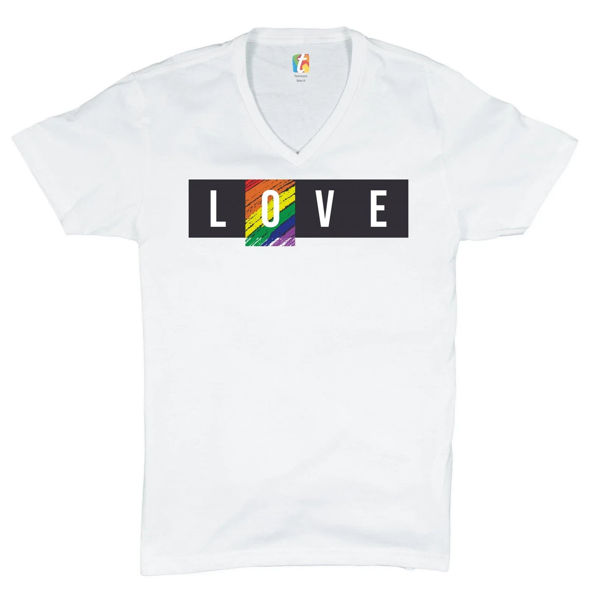 LOVE V-Neck Gay Pride Rainbow LGBTQ Tolerance Equality Tee Unisex