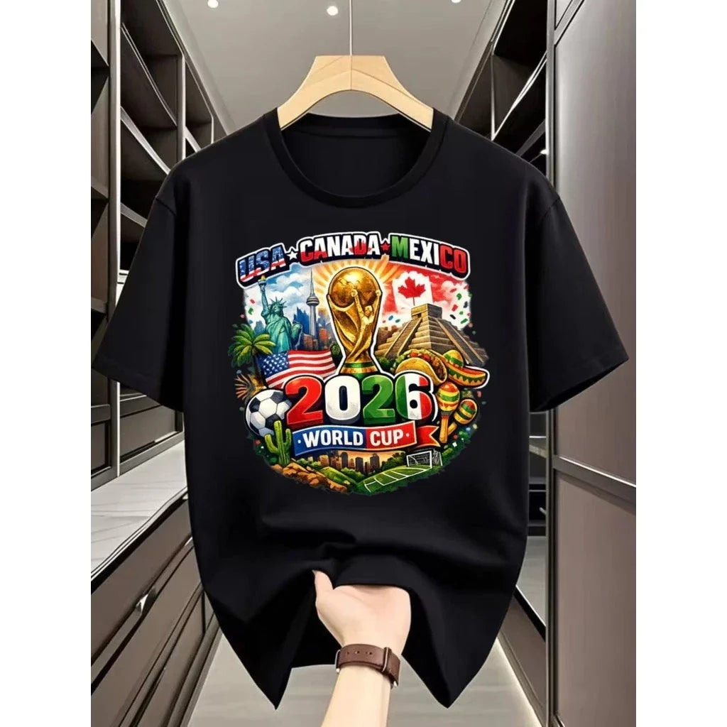 2026 WORLD CUP Soccer Football Cool Graphic Tee Unisex Black Unisex