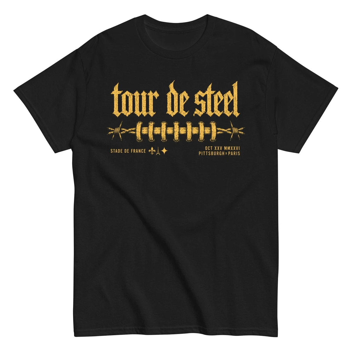 Tour De Steel: Pittsburgh x Paris 2026 Gothic Laces Football Tee Unisex