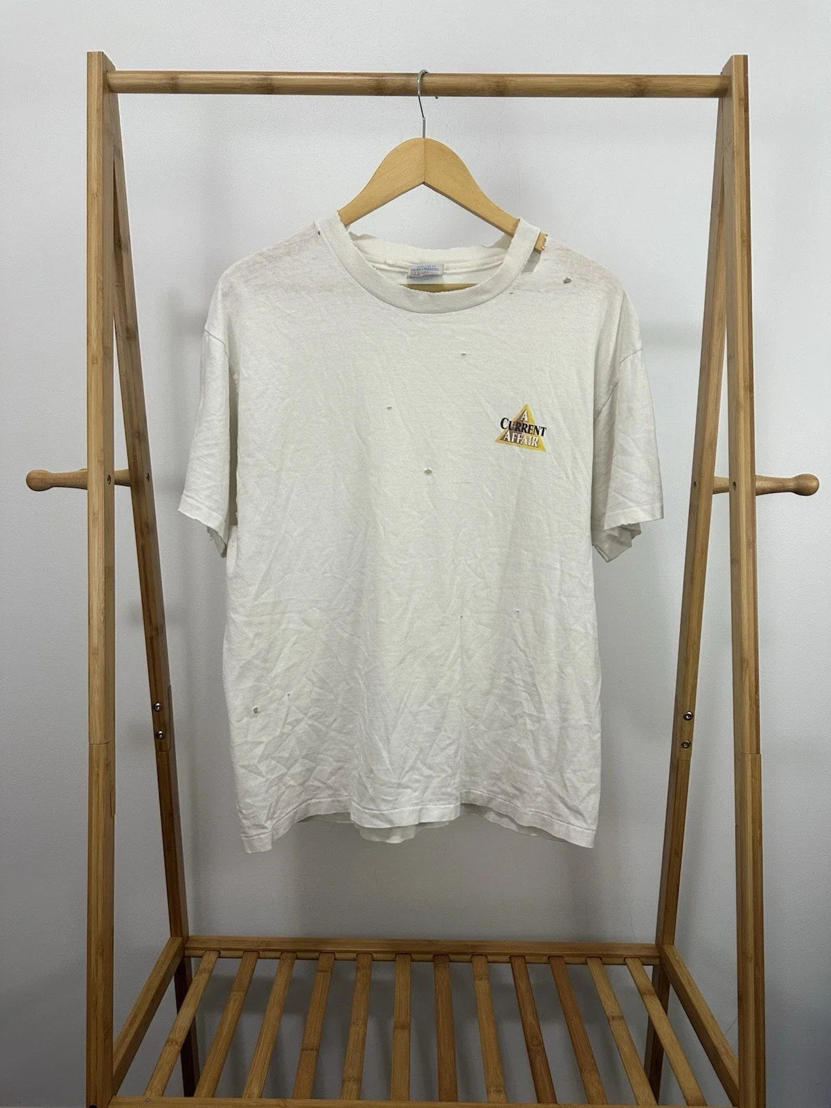 VTG 90s A Current Affair Thrashed Worn Cotton Distressed WIP Boxy XL Unisex