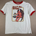 Hot Topic Ringer T Shirt Mens XL White Red Don’t Do Drugs Devil Graphic Tee Unisex