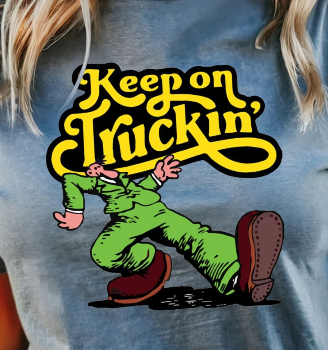 Keep On Truckin' | Retro Walking Man Graphic Tee, 70s Vibe Shirt Unisex