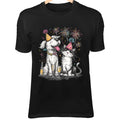 Holiday Dog & Cat Line Art - Cute Minimalist Cartoon with Party Hats, Fireworks Unisex