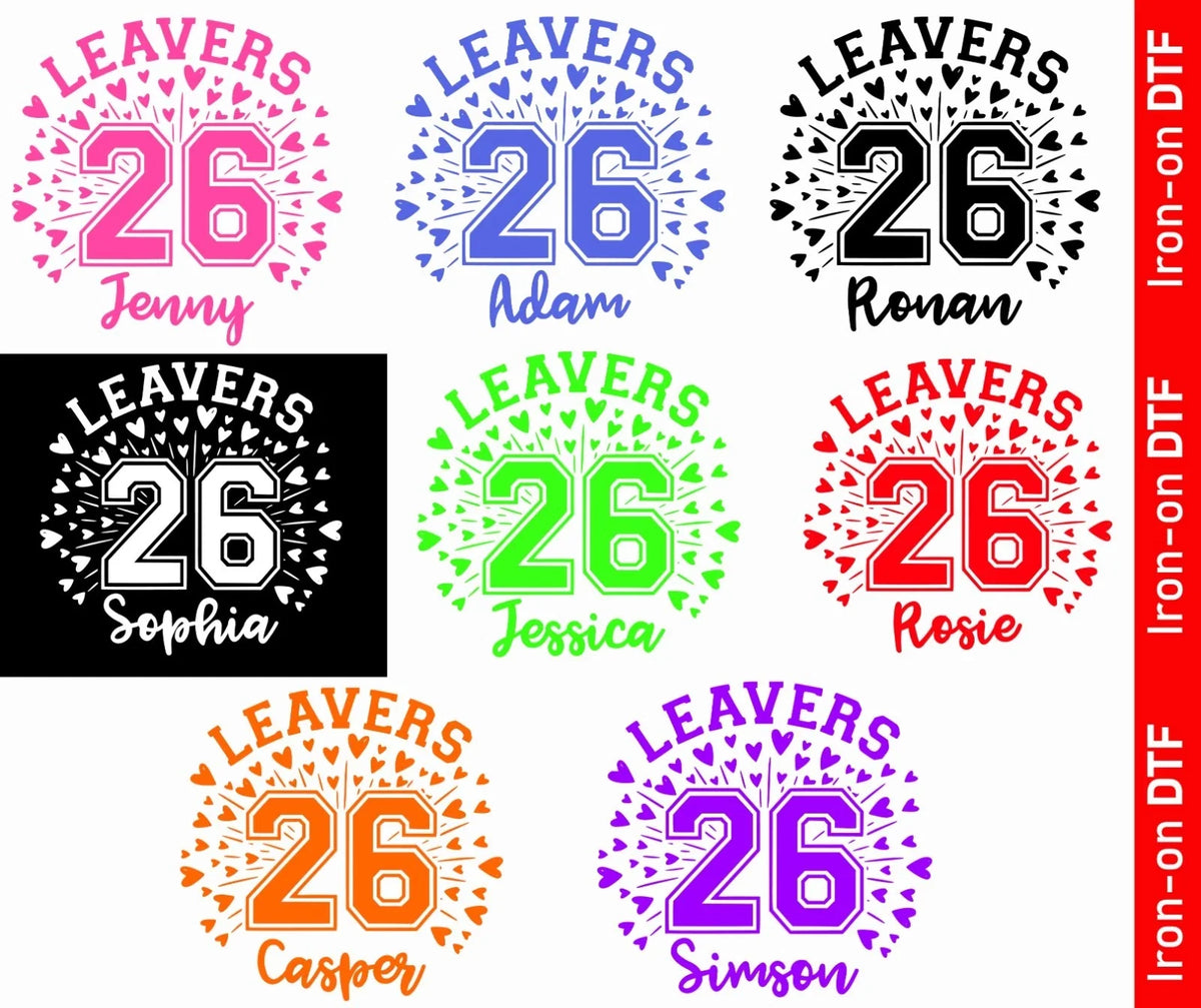 Personalised School Leavers Class Of 2026 DTF Iron On Heat Transfer Girls Boys Unisex