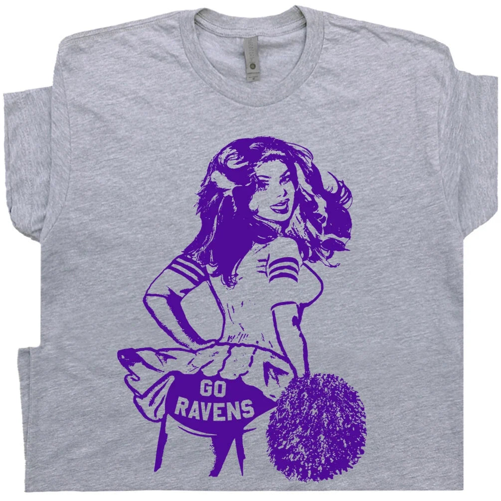 Go Ravens T Shirt Vintage Ravens Shirt Football Cheerleader Retro Throwback Tee Unisex