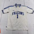 Vintage Falcons Soccer Jersey Shirt Mens Medium White Blue Cannon 1 USA 80s Unisex