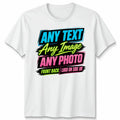 Personalised Unisex T Shirt Custom Print With Any Text And Photo Design Your Own Unisex