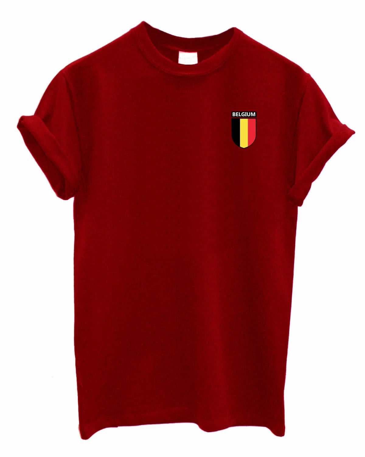 Belgium Team Crest Crew neck Tshirt Support your Country football rugby cricket Unisex
