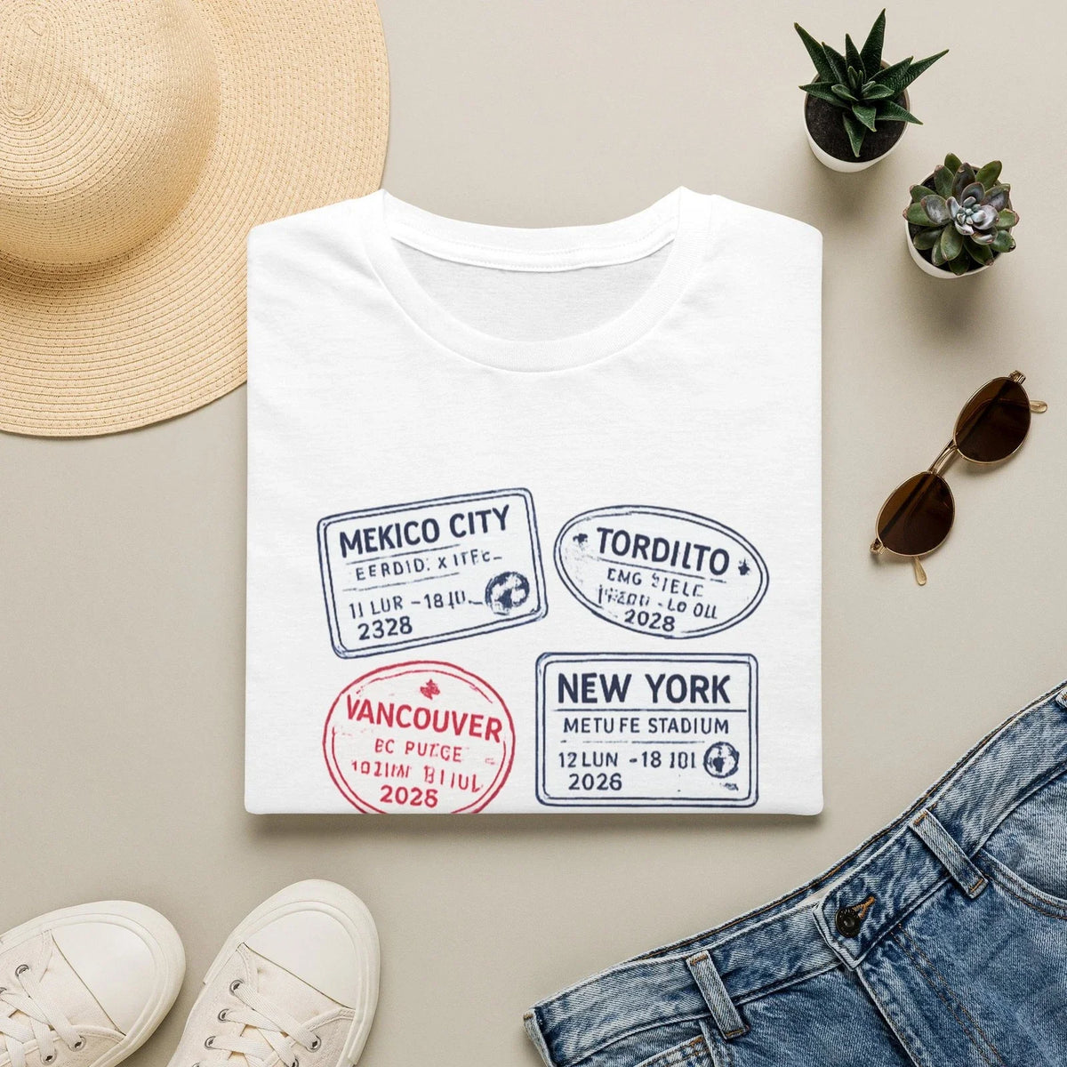 Passport Stamp Travel Cities | New York Vancouver Mexico City Unisex