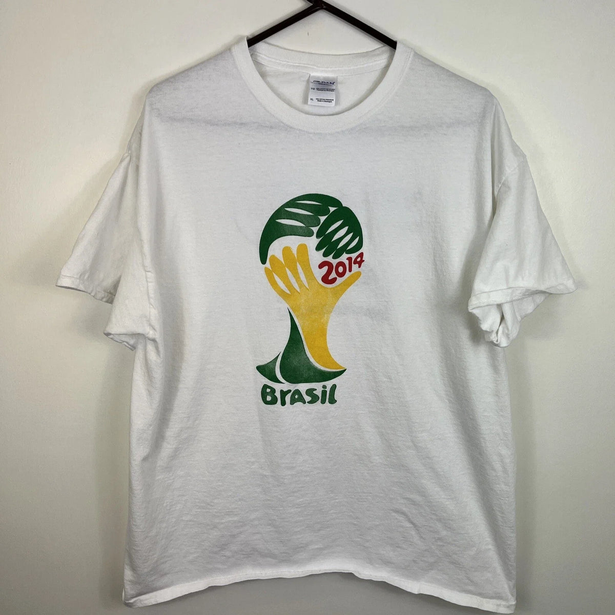 2014 World Cup Brasil Tshirt White Adult XL Soccer Football Brazil Unisex