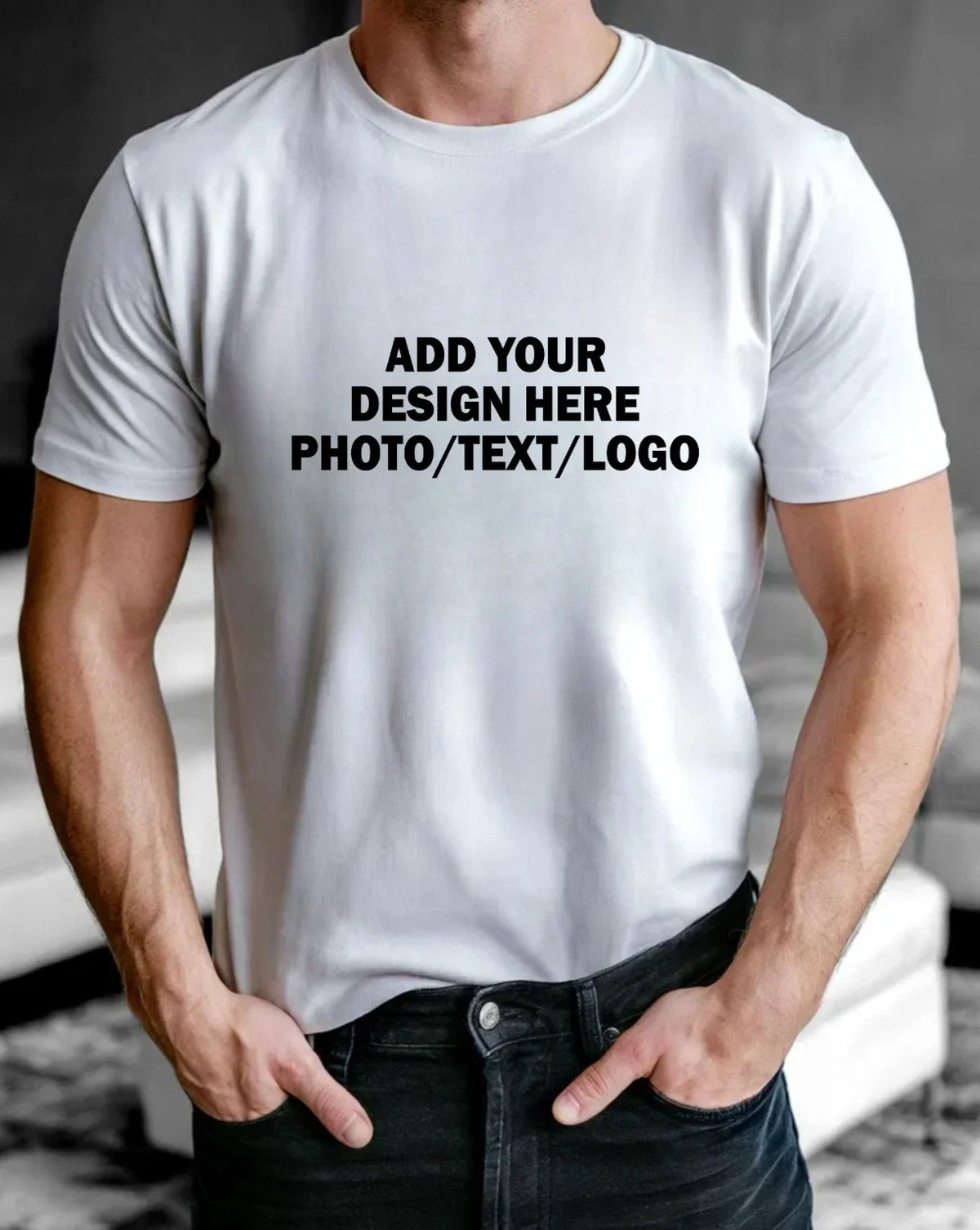 Design Your Own Custom - Personalised Photo Text Logo Print Unisex Tee Unisex