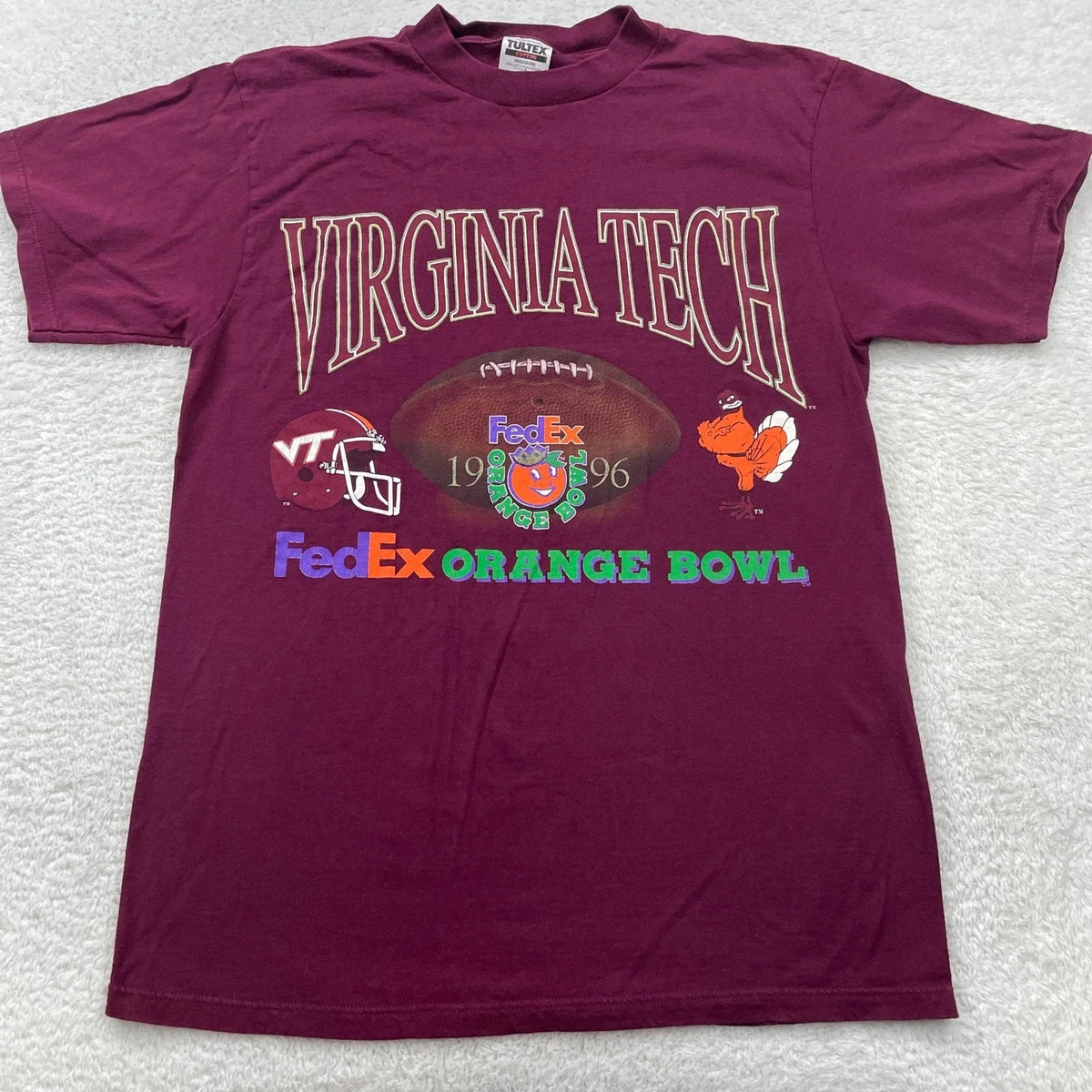 Vintage Virginia Tech Hokies FedEx Orange Bowl 1996 T Shirt Large Tultex Unisex