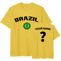 Personalised Brazil football T Shirt, Custom Name and Number , Badge Tee Unisex