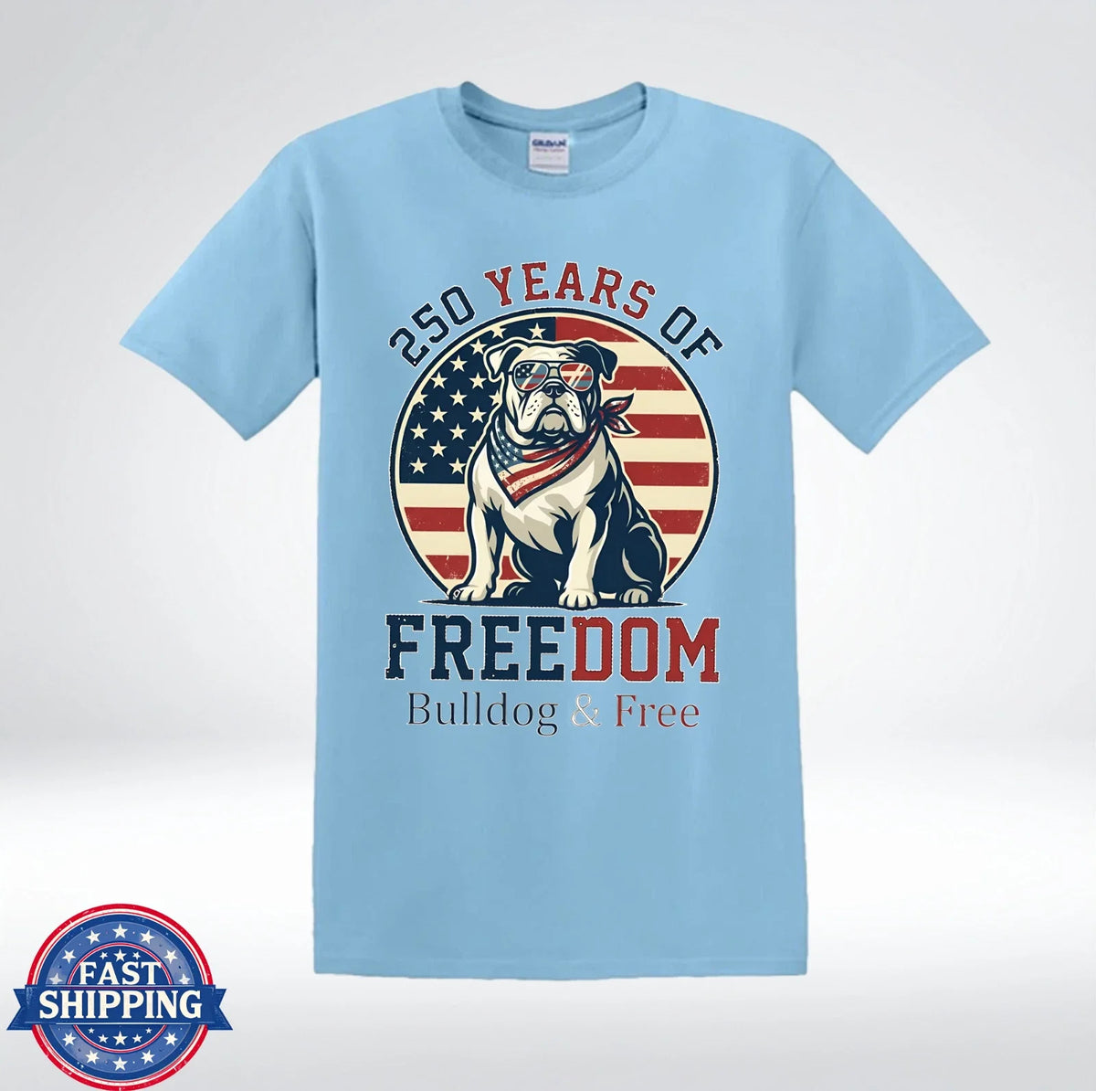 Patriotic Bulldog American Flag Freedom Graphic Unisex