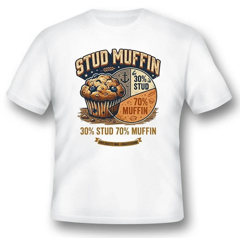 Stud muffin 30% stud 70% muffin black or white tee humor funny adult Unisex