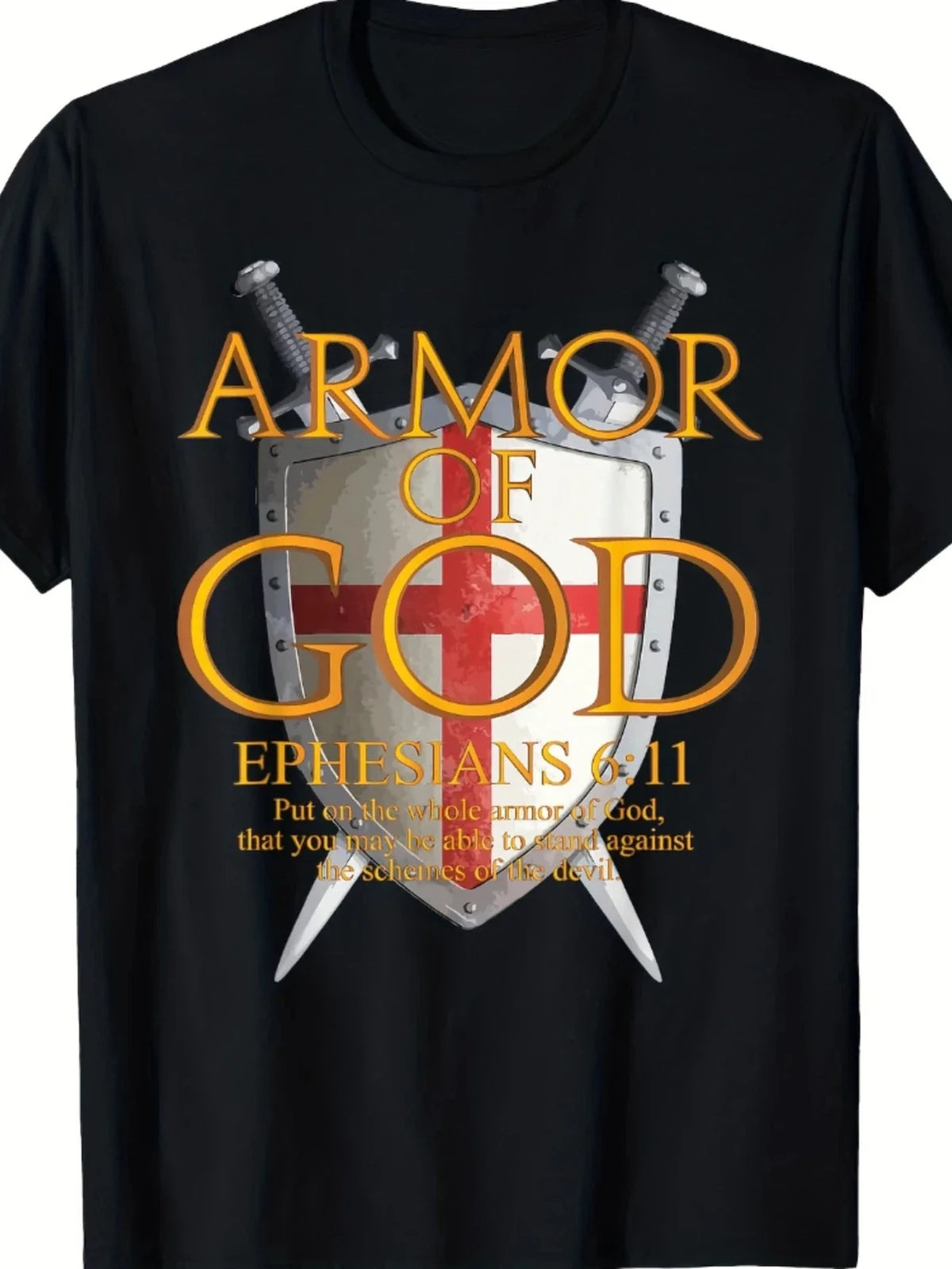 Armor of God Ephesians 6:11 Christian , 100% Cotton, Casual Crew Neck, Sl Unisex