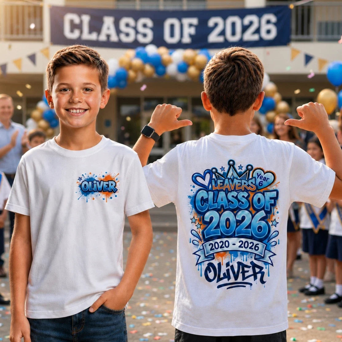 Personalised Class Of 2026 T Shirt, School Leavers Custom Name Tee Unisex