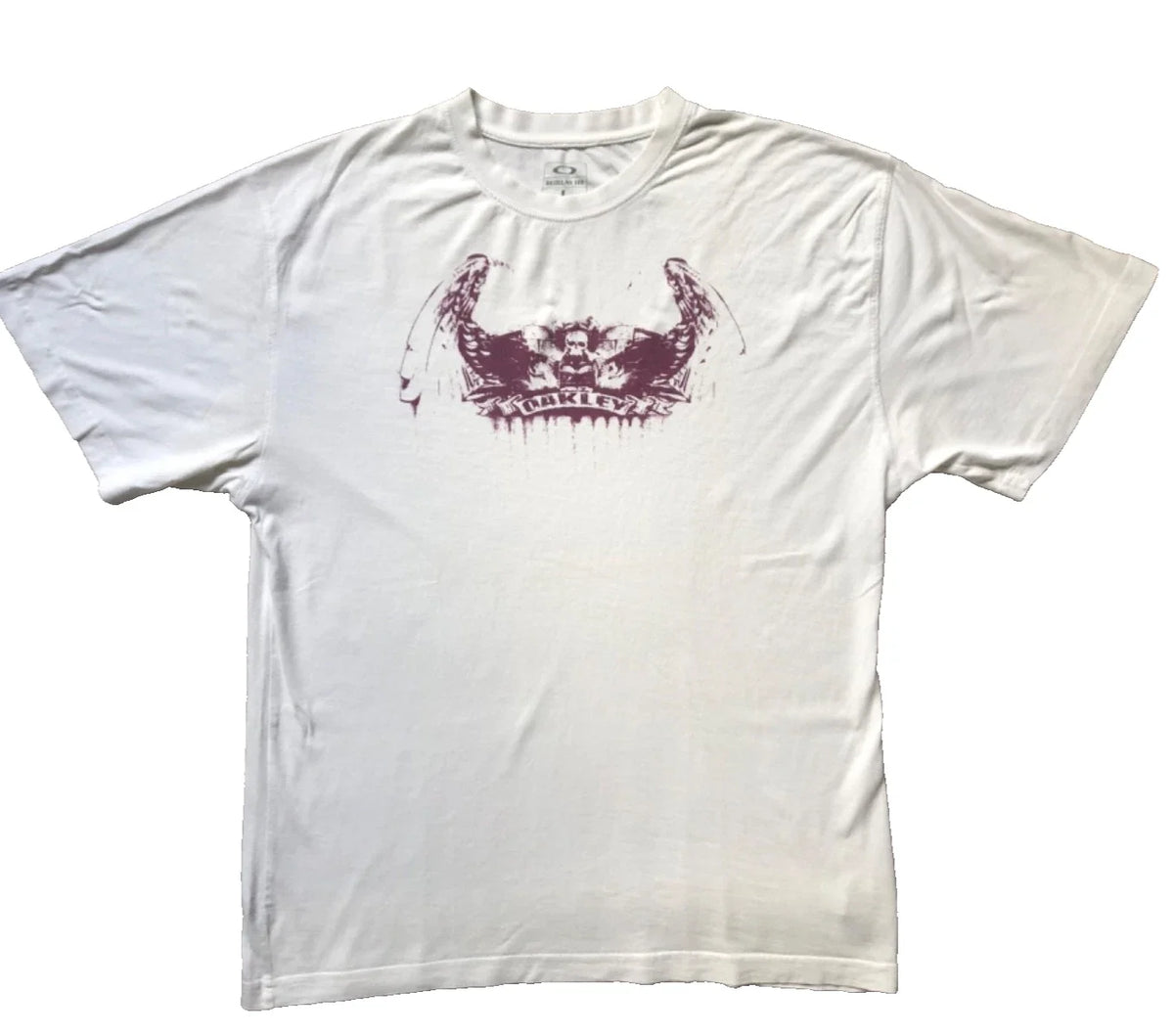 Rare VTG Oakley Y2K Winged Skull Graphic Sample Tag White Men's Large L Unisex