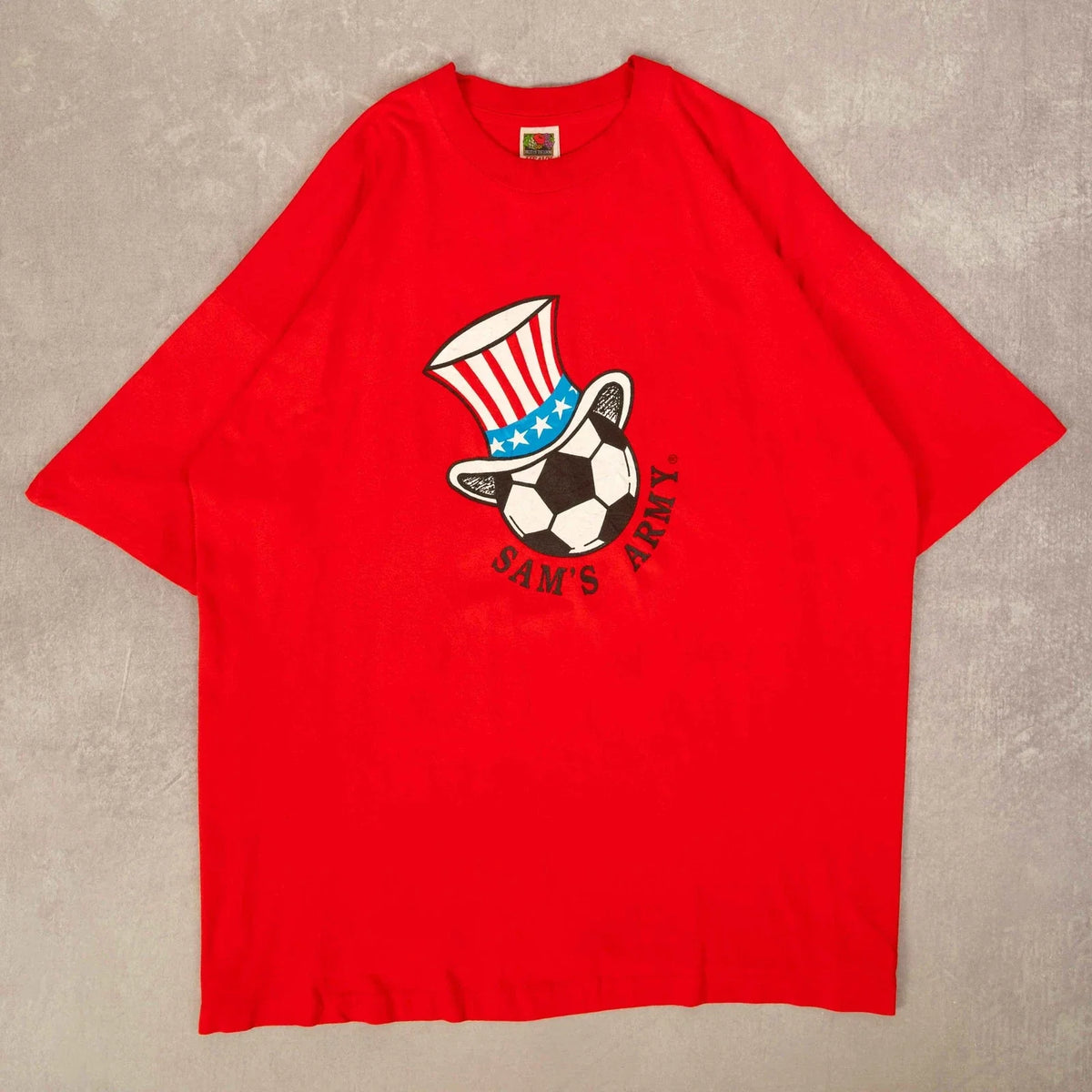 Fruit Of The Loom Vintage 90s Sams Army Soccer Graphic 2XL Mens Red Unisex