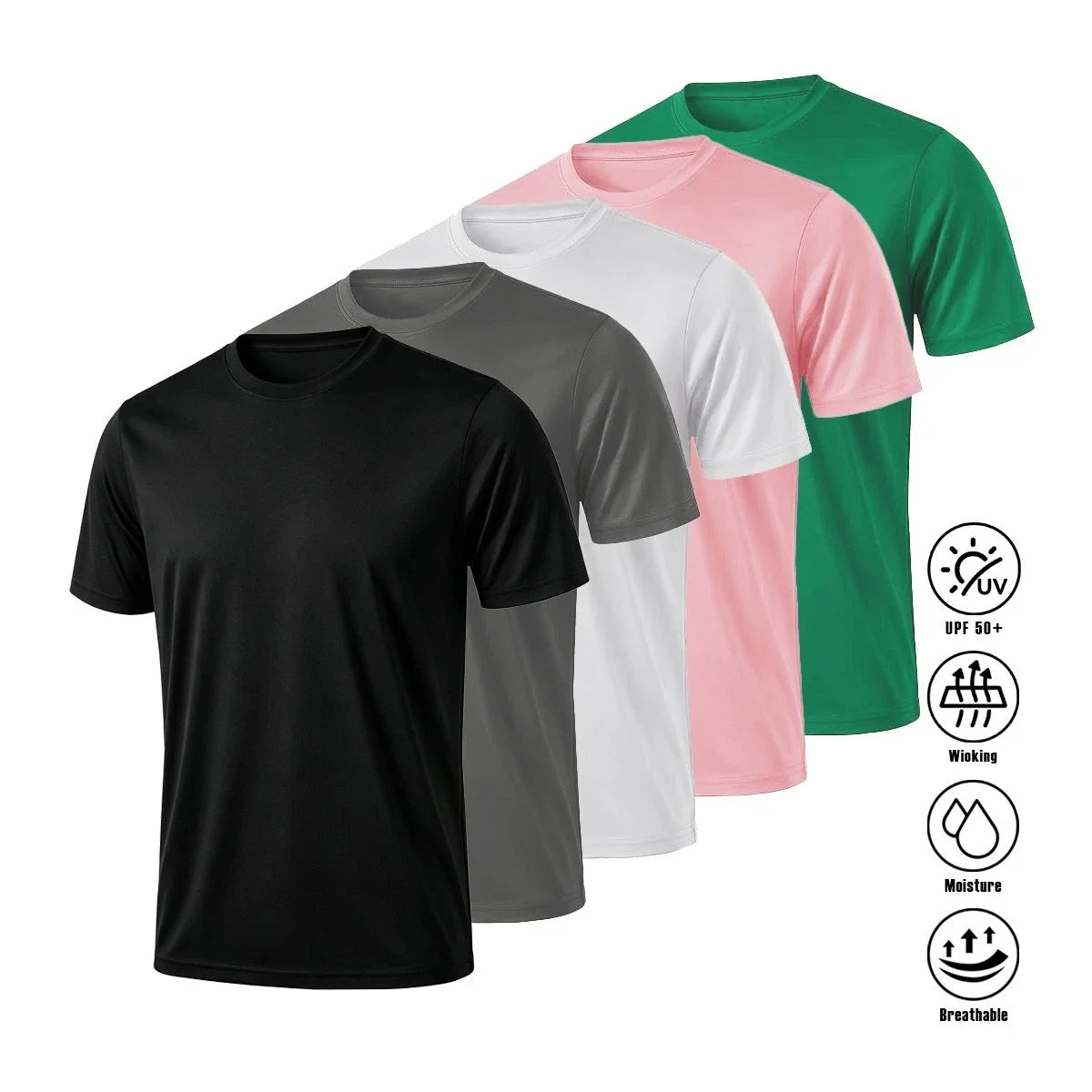 Quick Dry Athletic UPF50+ Moisture Wicking Crew Neck Short Sleeve Unisex