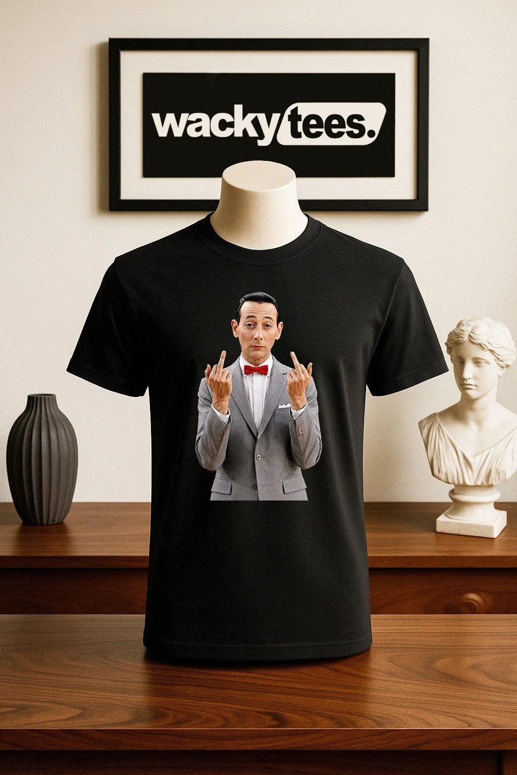 Pee Wee Herman Flipping The Bird Vintage Classic Big Adventure Graphic Tee Shirt Unisex