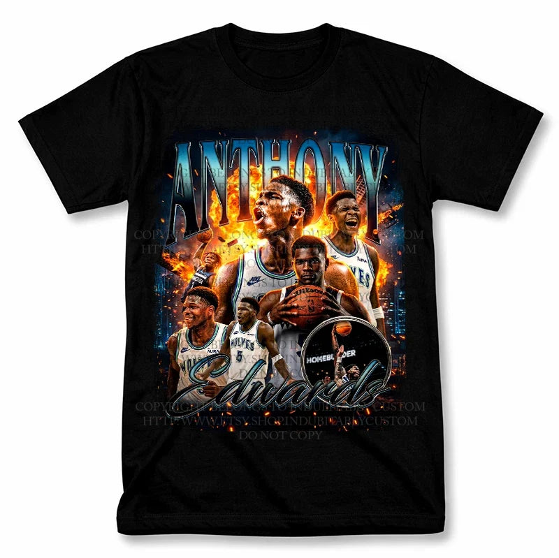 Anthony Edwards Bootleg Graphic T Shirt Vintage Style Tee Unisex