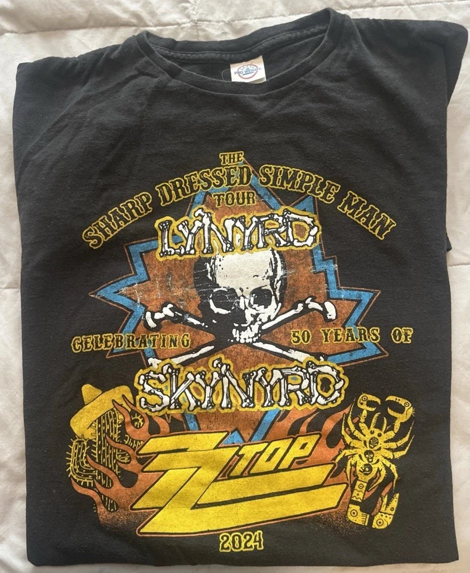 Lynyrd Skynyrd 2024 Simple Man Tour Tee 'Black' / Size XL / Gildan Heavy P5 Unisex