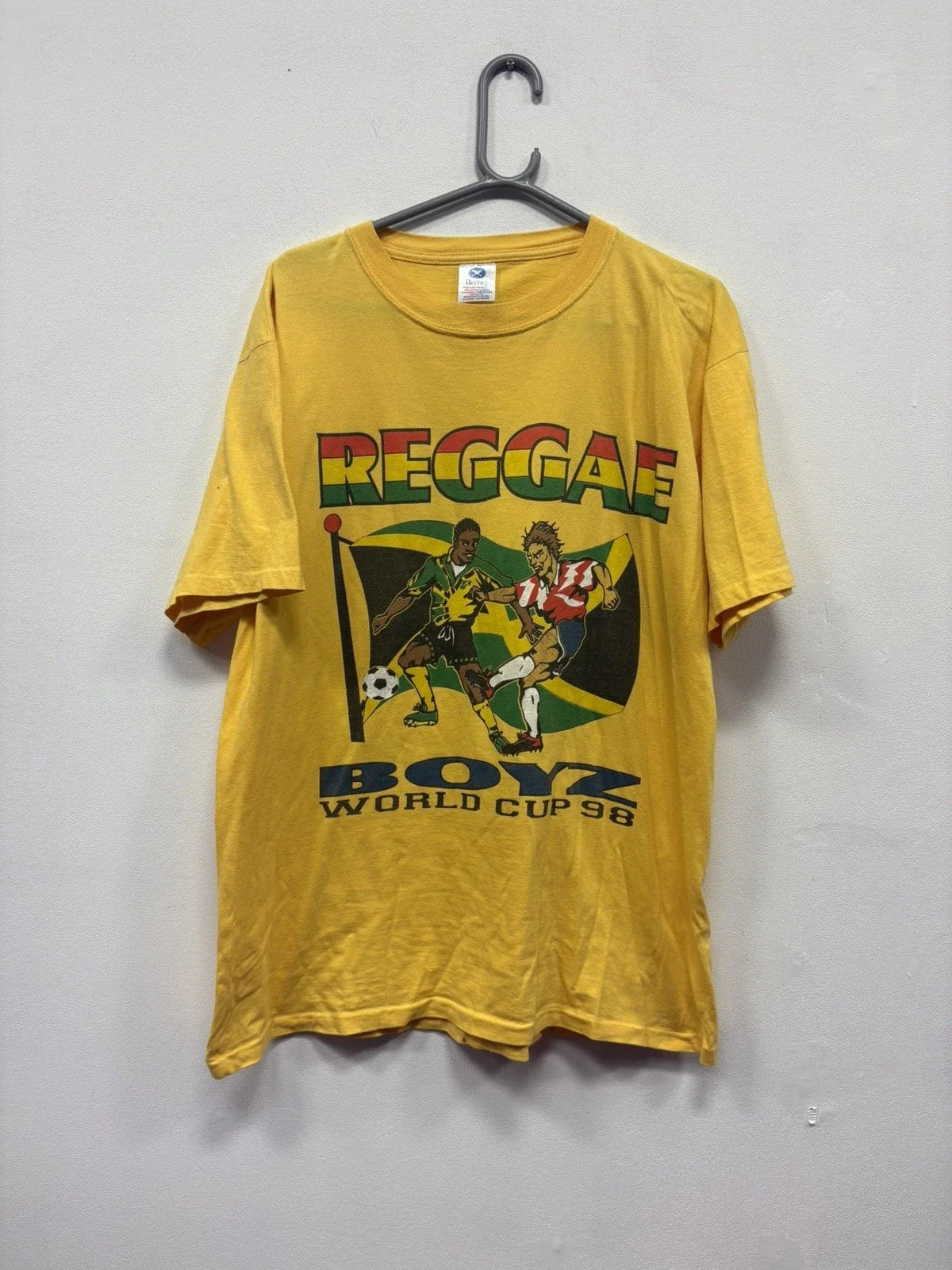 Vintage Jamaica Reggae Boyz 1998 World Cup Soccer Yellow XL Unisex